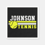 テニス選手の名前ボールゲームコートパーソナライズされた スタンダードカクテルナプキン (正面)