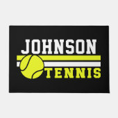 テニス選手の名前ボールゲームコートパーソナライズされた ドアマット (正面)