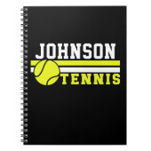 テニス選手の名前ボールゲームコートパーソナライズされた ノートブック (正面)