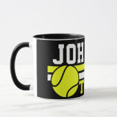 テニス選手の名前ボールゲームコートパーソナライズされた マグカップ (左)
