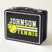 テニス選手の名前ボールゲームコートパーソナライズされた メタルランチボックス (裏面)