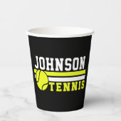 テニス選手の名前ボールゲームコートパーソナライズされた 紙コップ (正面)
