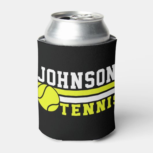 テニス選手の名前ボールゲームコートパーソナライズされた 缶クーラー (缶正面)