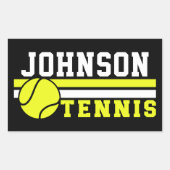 テニス選手の名前ボールゲームコートパーソナライズされた 長方形シール (正面)