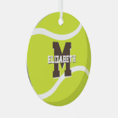 テニス選手の女の子の男の子パーソナライズされた男 メタルオーナメント (正面右)