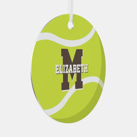 テニス選手の女の子の男の子パーソナライズされた男 メタルオーナメント (正面右)