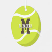 テニス選手の女の子の男の子パーソナライズされた男 メタルオーナメント (正面左)