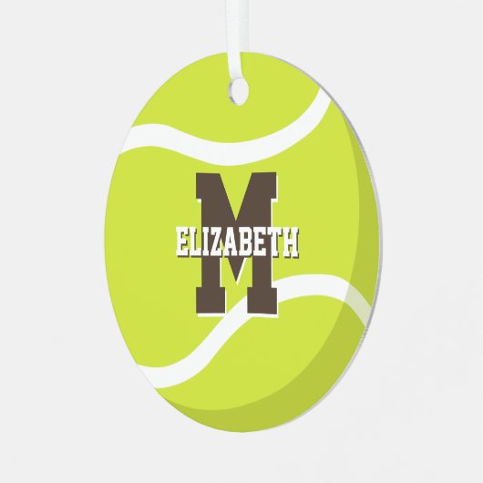 テニス選手の女の子の男の子パーソナライズされた男 メタルオーナメント (正面左)