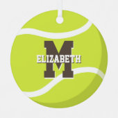 テニス選手の女の子の男の子パーソナライズされた男 メタルオーナメント (正面)