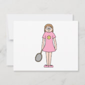 テニス選手の女の子。 招待状 (裏面)