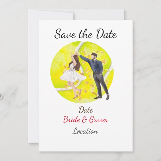 テニス選手の日付を保存結婚する 招待状 (正面)