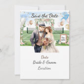 テニス選手の日付を保存結婚する 招待状 (正面)