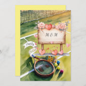 テニス選手の日付を保存結婚する 招待状 (正面/裏面)