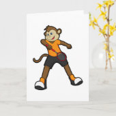 テニス選手の猿とテニスラケット カード (黄色い花)