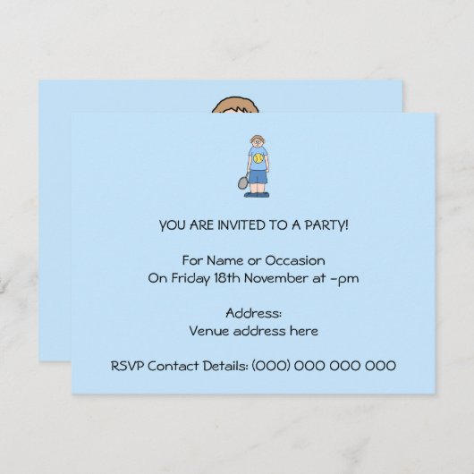 テニス選手の男の子 招待状 (正面/裏面)