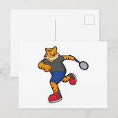 テニス選手の虎とテニスラケット ポストカード (正面/裏面)