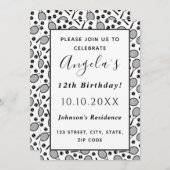 テニス選手の誕生日パーティラケット&ボールおもしろい 招待状 (正面/裏面)