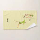 テニス選手は遊ボールラケットでテニスをする ハンドタオル (ハンドタオル)