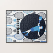 テニス選手コーチパーソナライズされたあなたの名前スポーツ ジグソーパズル (横)