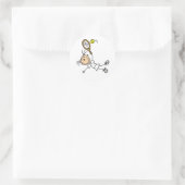 テニス選手スティックフィギュアテニスボール&ラケット ラウンドシール (バッグ)