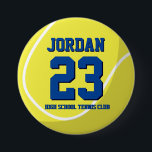 テニス選手ナンバースクールスポーツチームボタン 缶バッジ<br><div class="desc">スポーツファン、アスリート、選手、コーチ、またはテニスチームのキャプテンのための完璧なピン。このスカスタマイズポーツテーマでは、誕生日、チャンピオンシップお祝いや優勝パーティーなど、あらゆるイベントに合った表現が可能。</div>