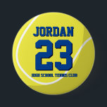 テニス選手ナンバースクールスポーツチームボタン 缶バッジ<br><div class="desc">スポーツファン、アスリート、選手、コーチ、またはテニスチームのキャプテンのための完璧なピン。このスカスタマイズポーツテーマでは、誕生日、チャンピオンシップお祝いや優勝パーティーなど、あらゆるイベントに合った表現が可能。</div>