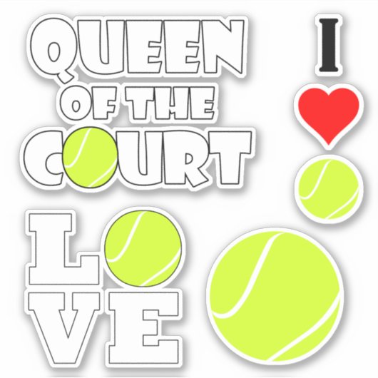 テニス選手4人セットのスポーツ愛好家コンター シール (正面)