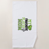 テニス選手 |私のお気に入りのプレイヤーは母に電話 ビーチタオル (正面)