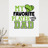 テニス選手 |自分のお気に入りのプレイヤーがパパに電話 ポスター (キッチン)