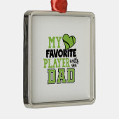 テニス選手 |自分のお気に入りのプレイヤーがパパに電話 メタルオーナメント (右)