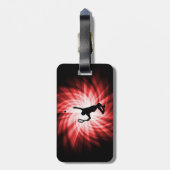 テニス選手；赤 ラゲッジタグ (裏面縦)