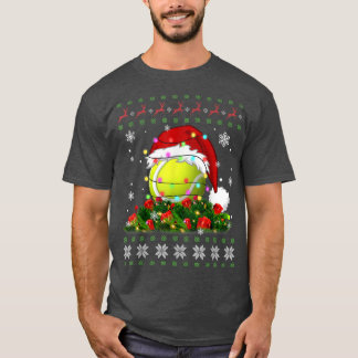 テニス醜いセーターのクリスマスパジャマライトスポーツ Tシャツ
