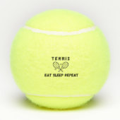 テニス食べススリープリピートおもしろい引用文タイポグラフィおもしろい テニスボール (裏面)
