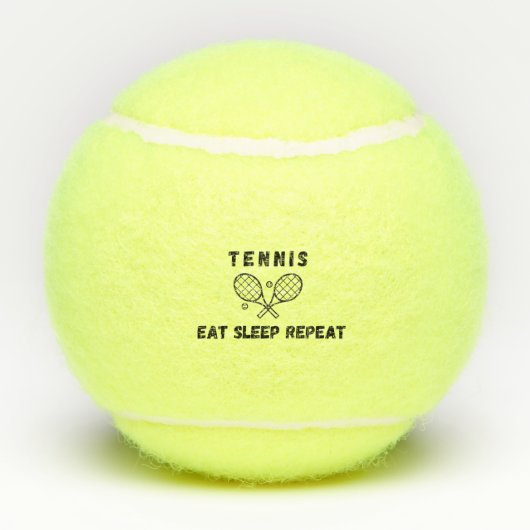 テニス食べススリープリピートおもしろい引用文タイポグラフィおもしろい テニスボール (裏面)