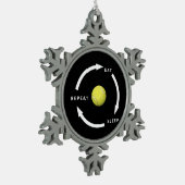 テニス食べスリープリピートスポーツファンことわざ スノーフレークピューターオーナメント (左)