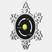 テニス食べスリープリピートスポーツファンことわざ スノーフレークピューターオーナメント (右)