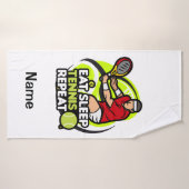 テニス食べ選手のためのテニスの睡眠リピおもしろいー バスタオル (バスタオル)