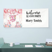 テニス1歳の誕生日、ピンクの誕生日テーマ 横断幕 (トレードショー)