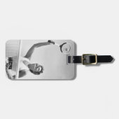 テニス2を遊んでいる女性 ラゲッジタグ (正面横)