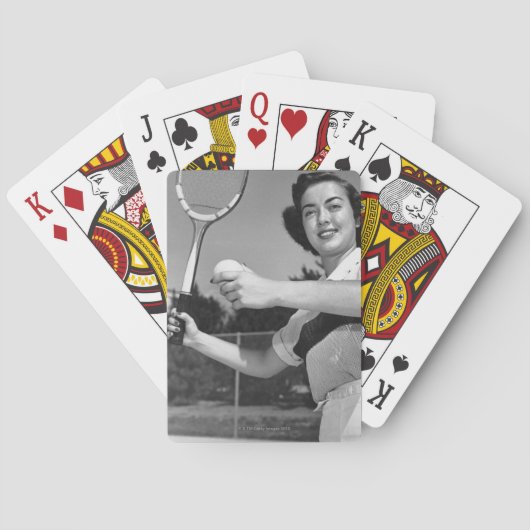 テニス3を遊んでいる女性 トランプ (裏面)