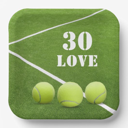 テニス30歳の誕生日と選手への愛 ペーパープレート (正面)