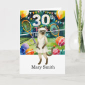 テニス30歳の誕生日をテーマにシアムの猫好き カード (正面)