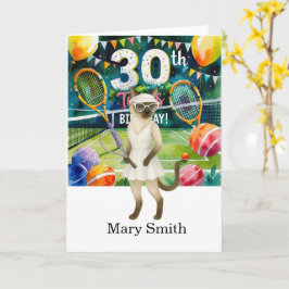 テニス30歳の誕生日をテーマにシアムの猫好き カード