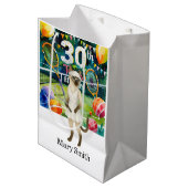 テニス30歳の誕生日をテーマにシアムの猫好き ミディアムペーパーバッグ (正面アングル)