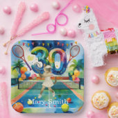 テニス30歳の誕生日シャム猫好き ペーパープレート (パーティー)