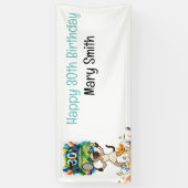 テニス30歳の誕生日シャム猫好き 横断幕 (縦)