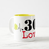 テニス30thバースデーテニスボールとナンバーラブ ツートーンマグカップ (正面左)