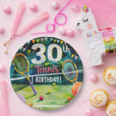 テニス30th誕生日をテーマにした ペーパープレート (パーティー)