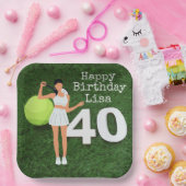 テニス40歳の誕生日と女子テニス選手 ペーパープレート (パーティー)