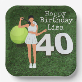 テニス40歳の誕生日と女子テニス選手 ペーパープレート